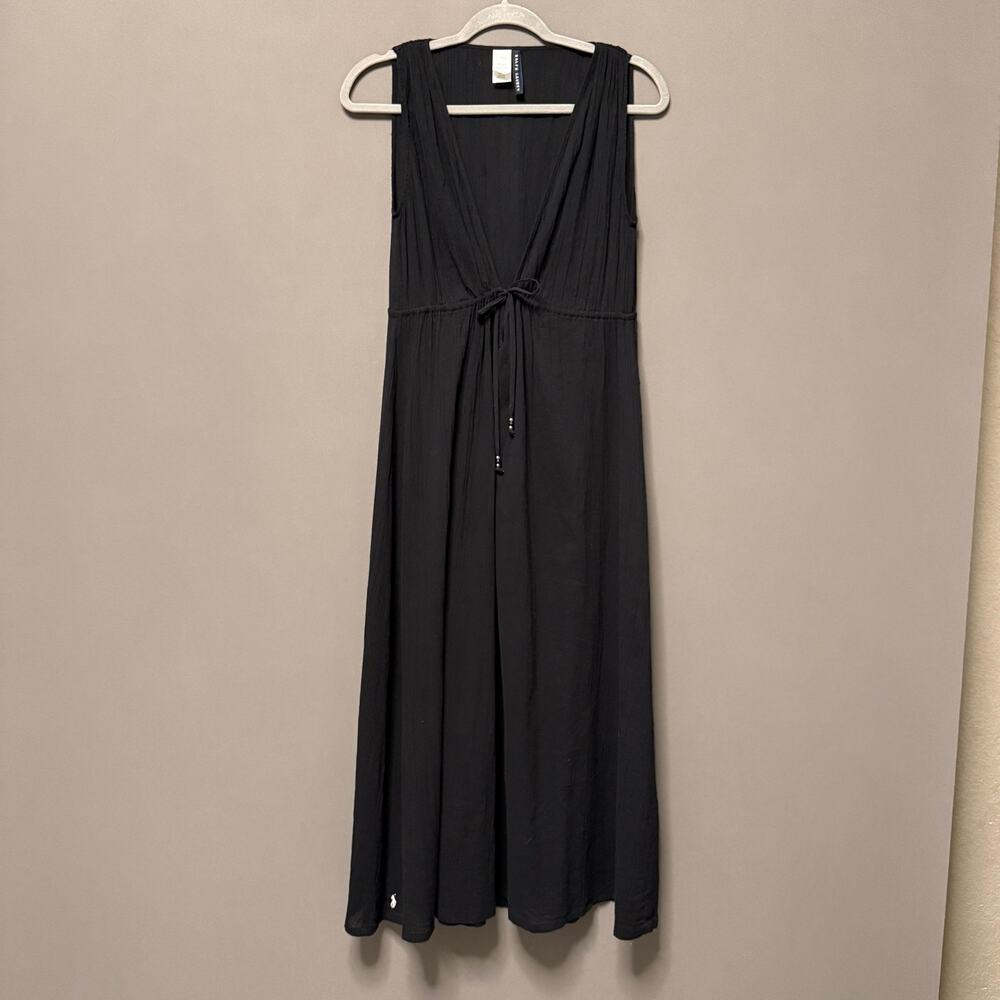 Ralph Lauren black cotton gauze swimsuit cover up - midi dress sleeveless size M